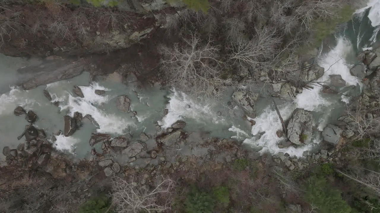 Slow overhead shot of rushing creek in Tennessee