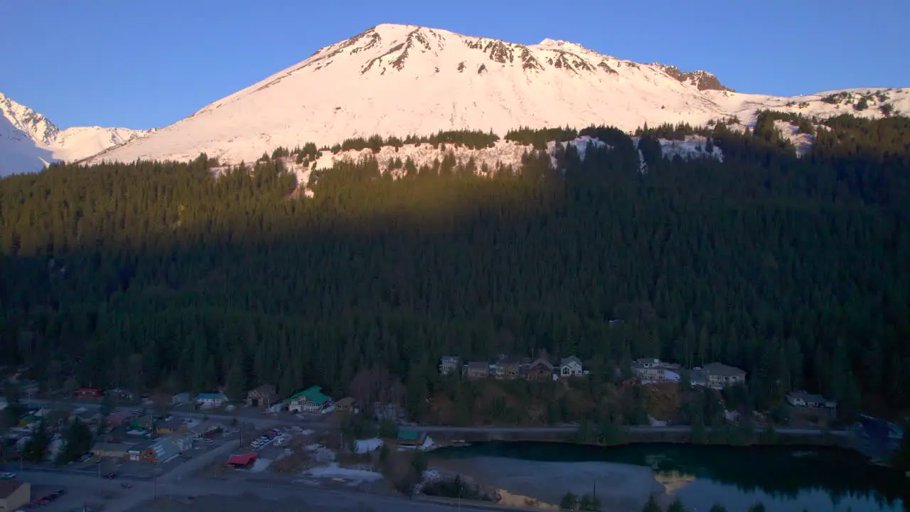 Seward Alaska mountain at sunrise 4k drone