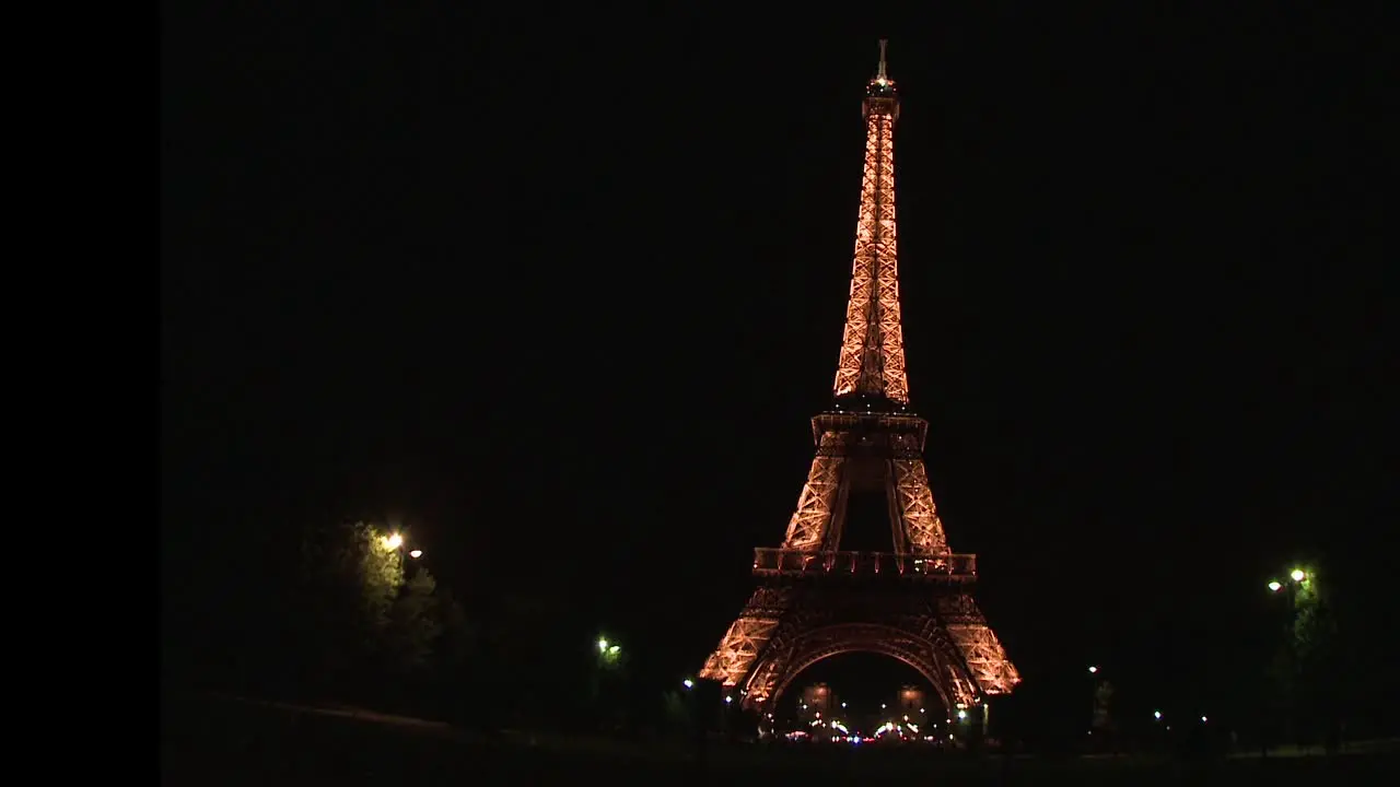 Eiffel Tower Wide Shot Nighttime