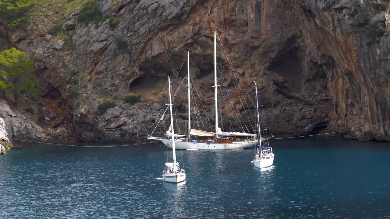 Ships in a bay in Mallorca