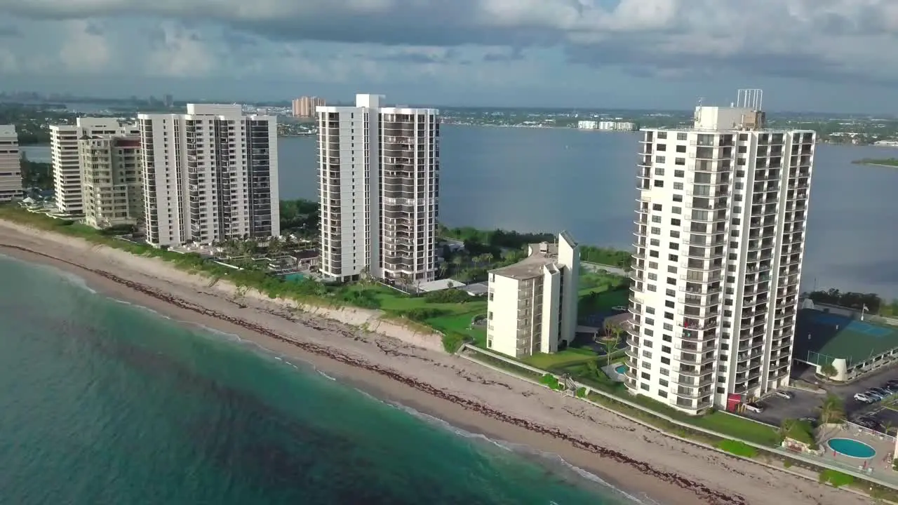 Ocean Front view off of a Florida peninsula with views from ocean front condominiums