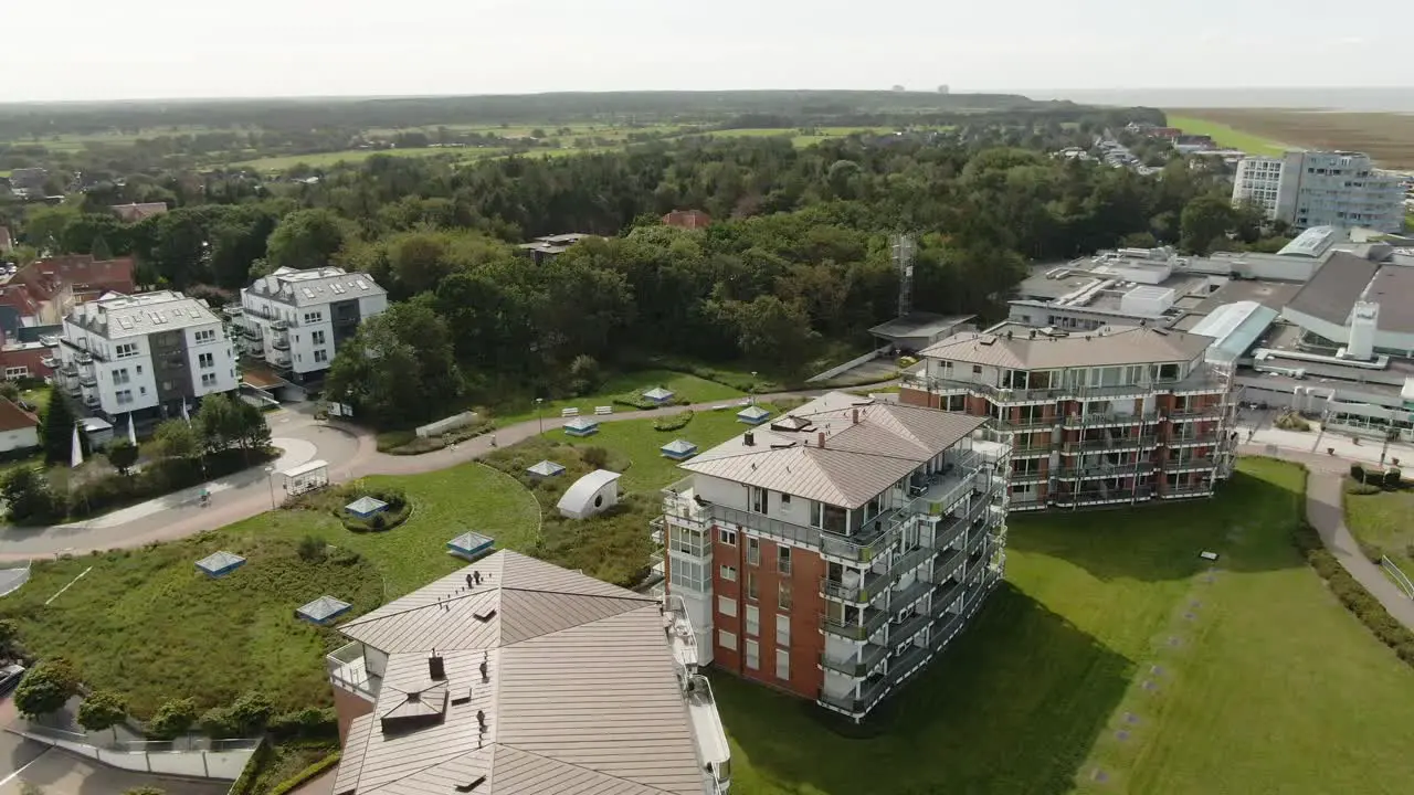 Aerial Drone Footage of a Coastal Hotel Resort in Cuxhaven Northern Germany