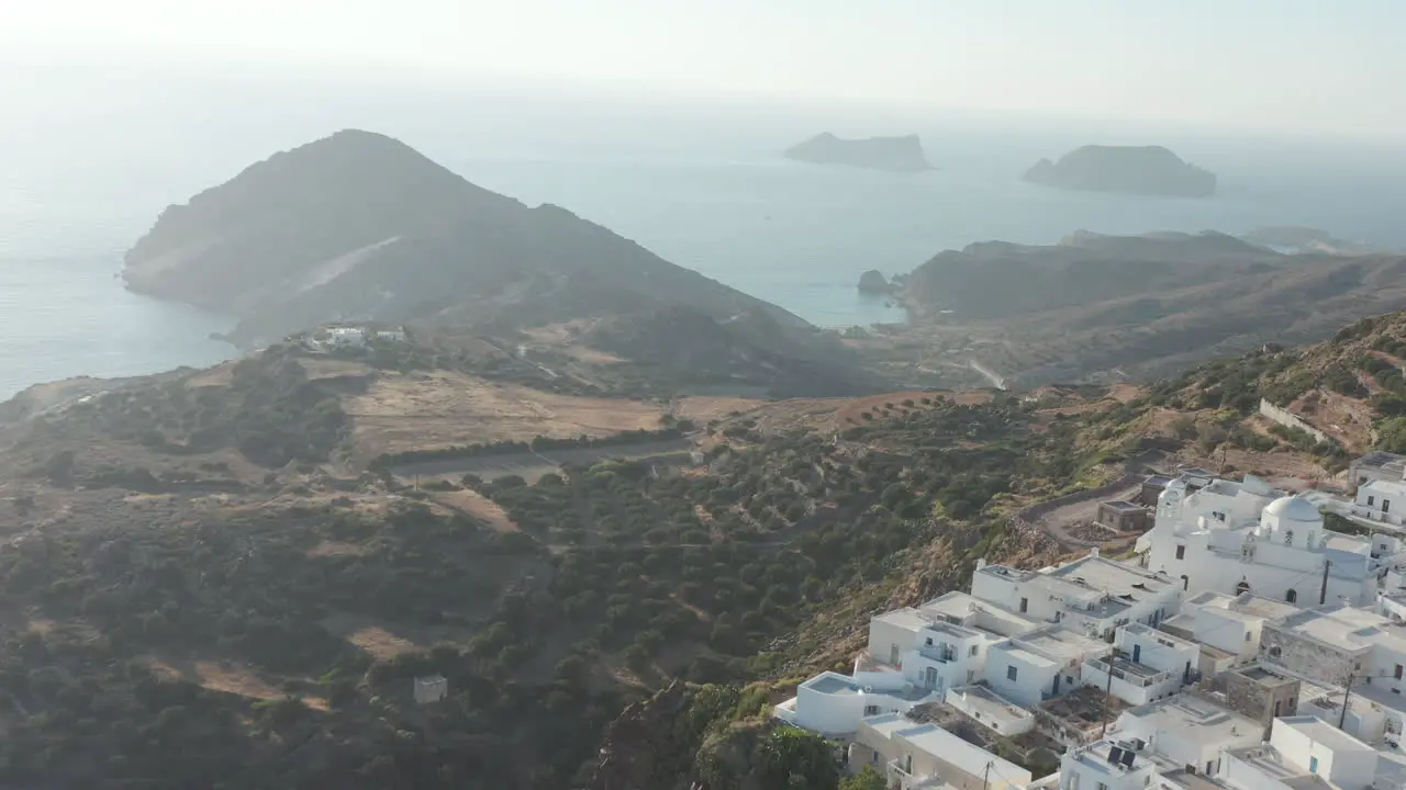 Aerial of Greek Village with Ocean View