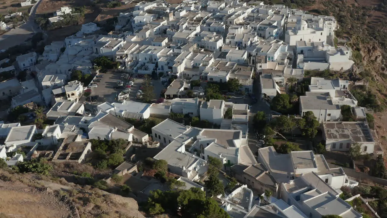 Church in a Greek Village on top of the Hills Aerial Perspective