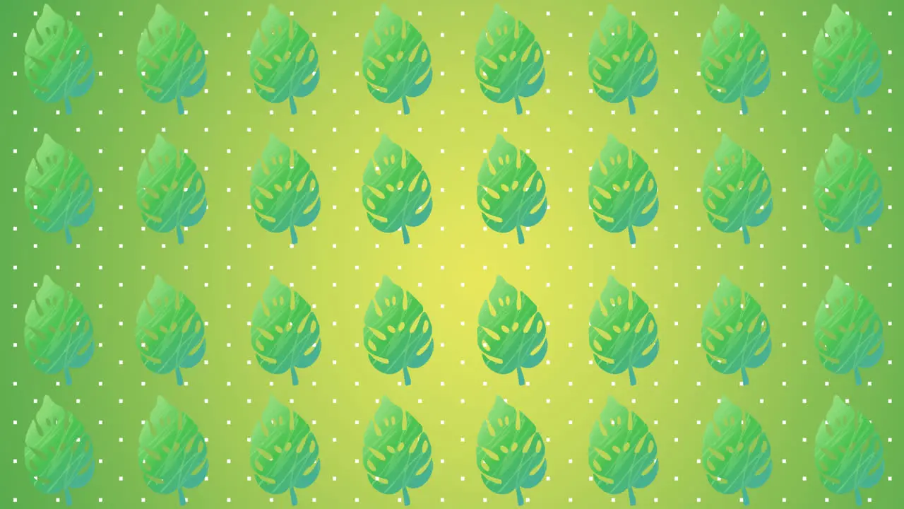 Animation of rows of green leaves on yellow to green background