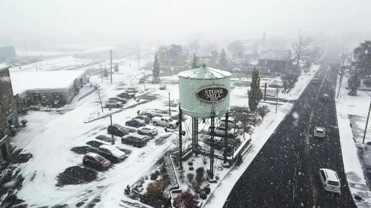 Stone Mill Inn parking lot and tower in St