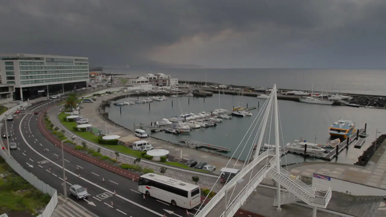 Sunrise Timelapse of the main sea port of Ponta Delgada