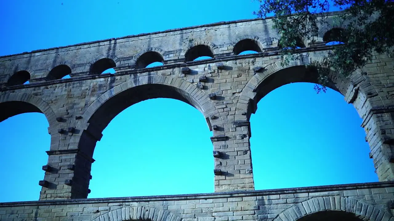 nice shot of the stone bridge Pont du Gard in France in good weather