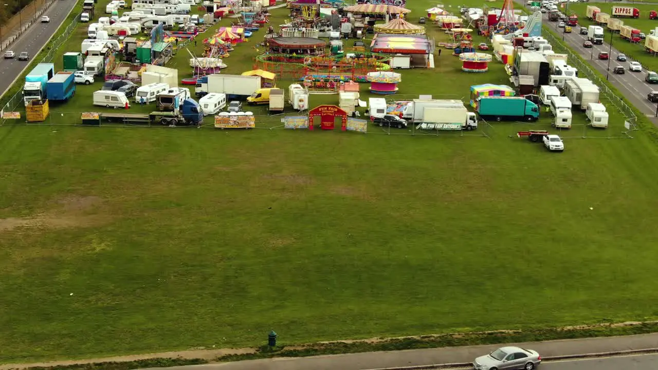 Drone shot of beautiful amusement park in London