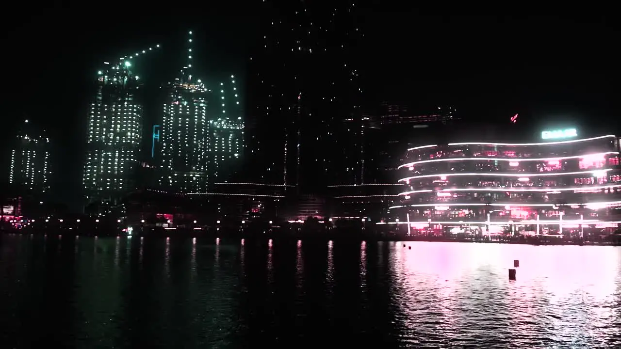 A slow motion video of Burj Khalifa at night