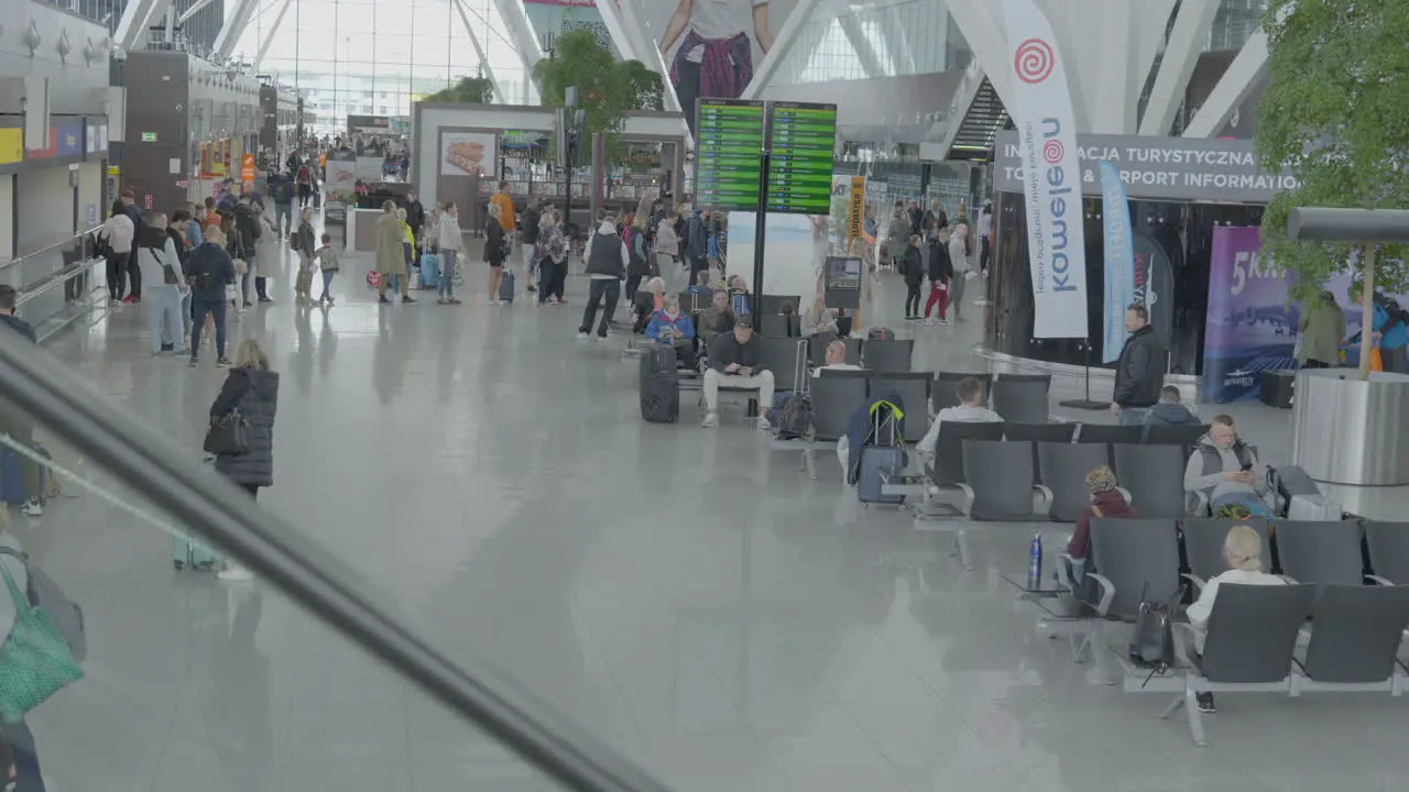 Inside View Of Gdanks Airport Terminal Slow Motion