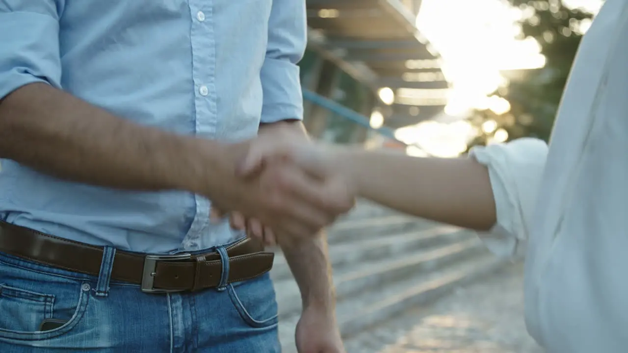 Close Up Footage Of Business Manager And Employee Shaking Hands