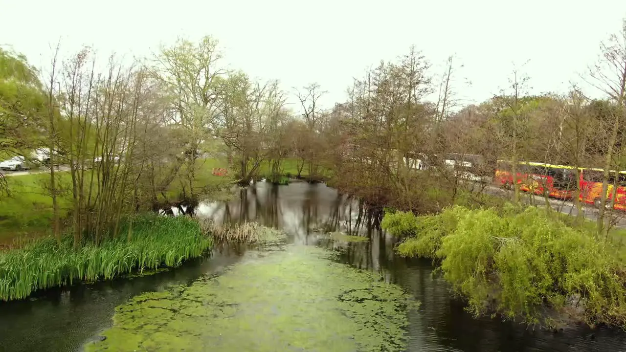 Aerial shot of beautiful Pond in London