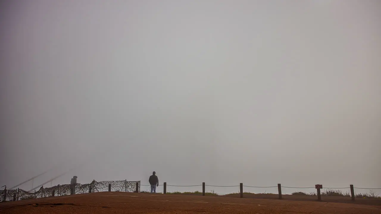 Golden Gate View Point Thick fog over United States landmark time lapse