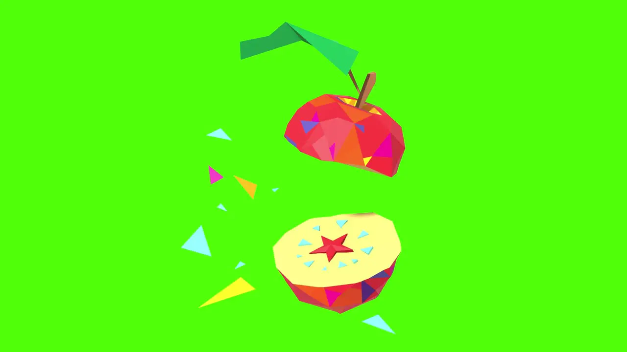 Red 3D Lowpoly Apple ?t's cut