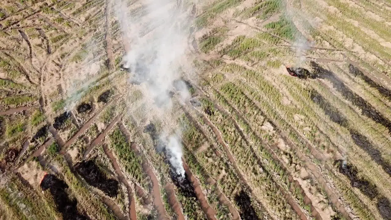 Aerial open fire causing white smoke release at Malaysia