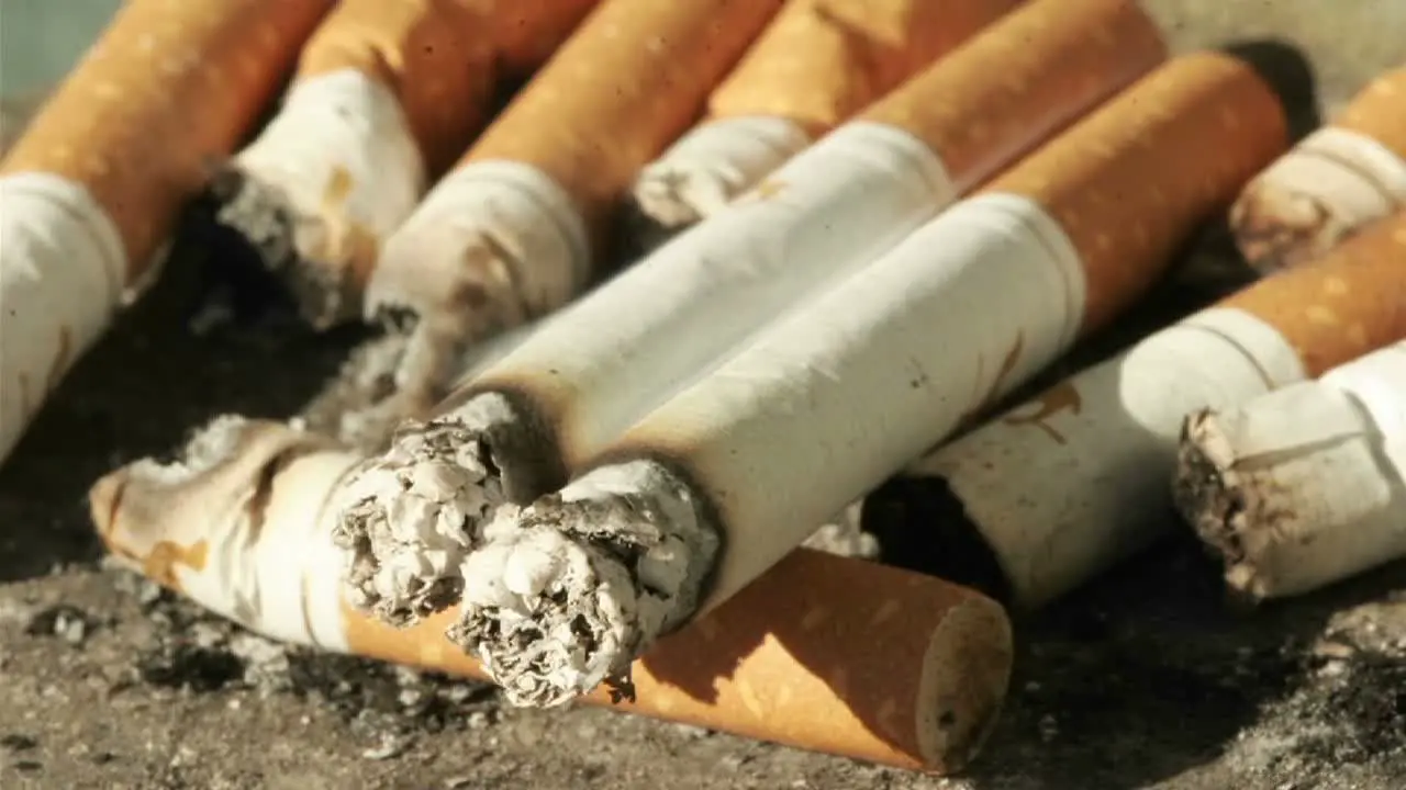 Time lapse of cigarettes burning in the sun