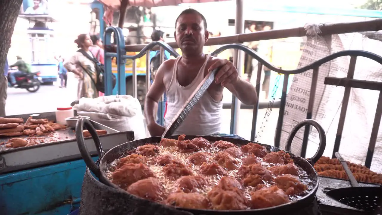 A street food maker is making Televaza or Street food on the roadside