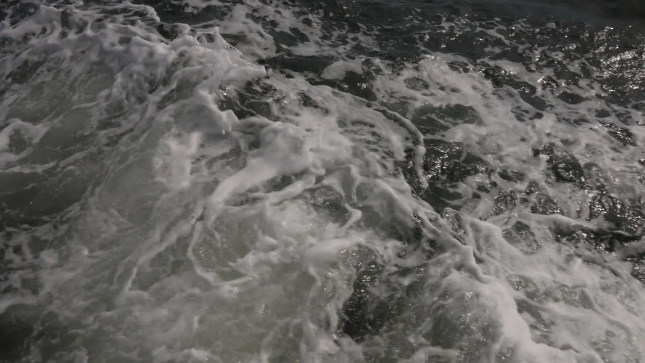 Waves from the wake of a boat in slow motion