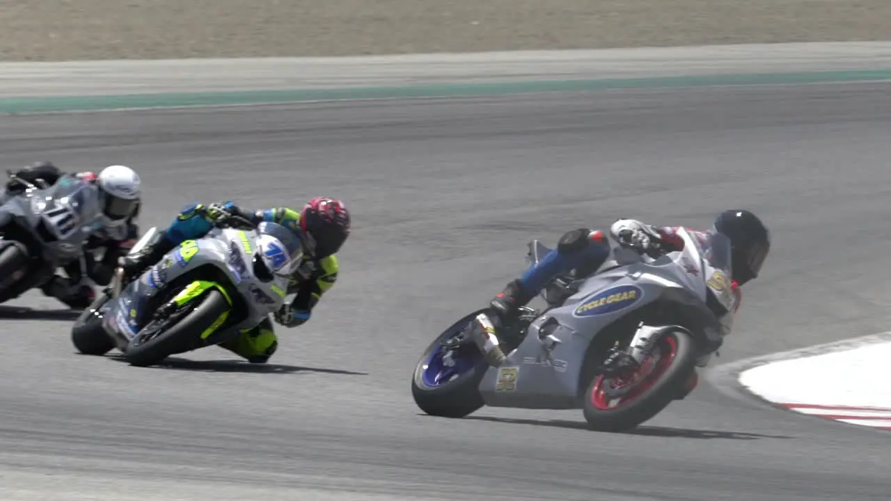 Slow Motion of Motorcycles Racing on Track