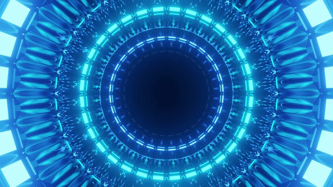 Blue circles rotating and opening in an infinite loop 3d cgi rendered animation