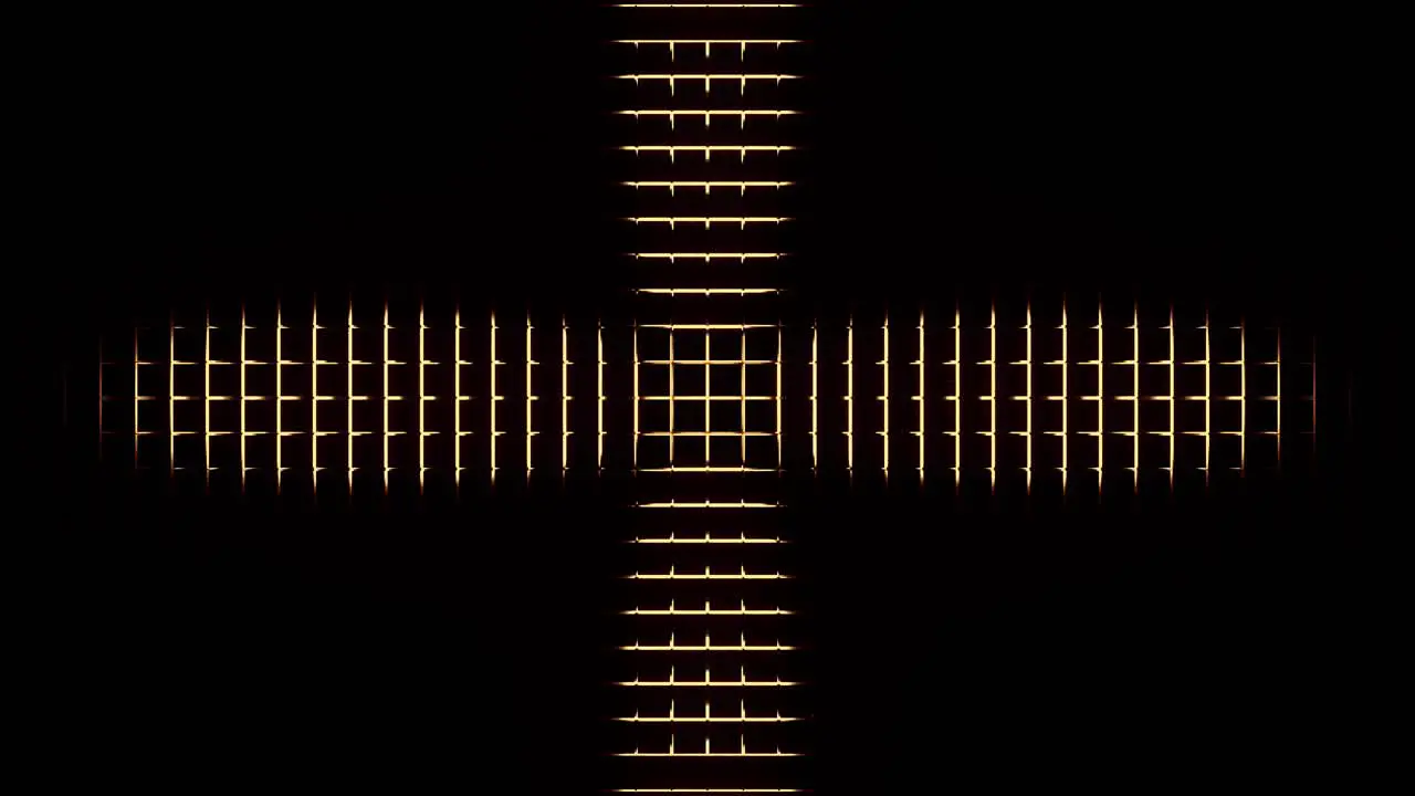 Cross moving up as light form gold lines in pulse waves 3d cgi rendered graphic animation