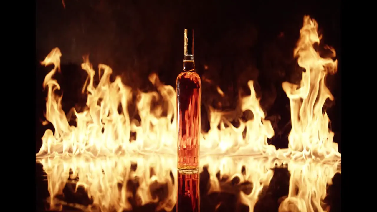 Whisky Bottle and Fire Background 02