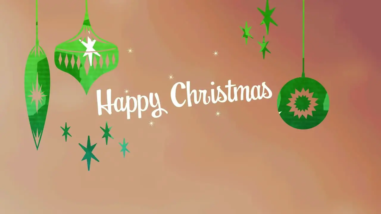 Animation of christmas greetings and baubles on orange background