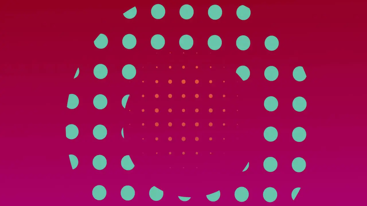 Animation of green dots and circles over red and orange background