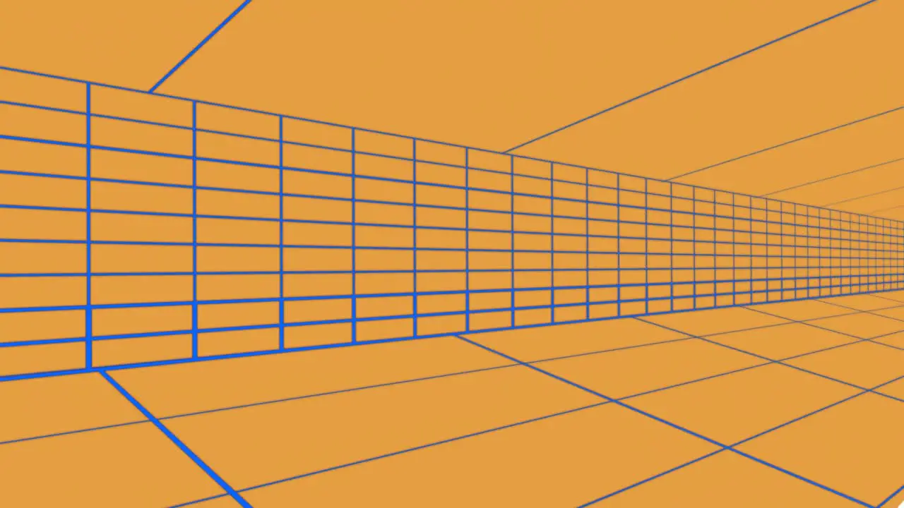 Animation of blue tunnel drawing on orange background