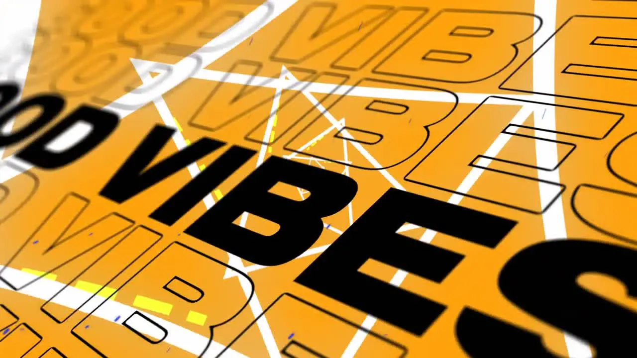 Digital animation of good vibes text against abstract shapes moving on orange background