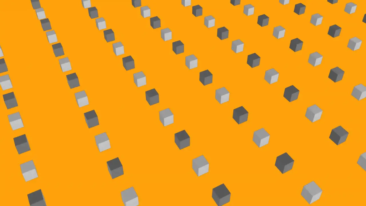 Animation of telescope over rows of cubes on orange background