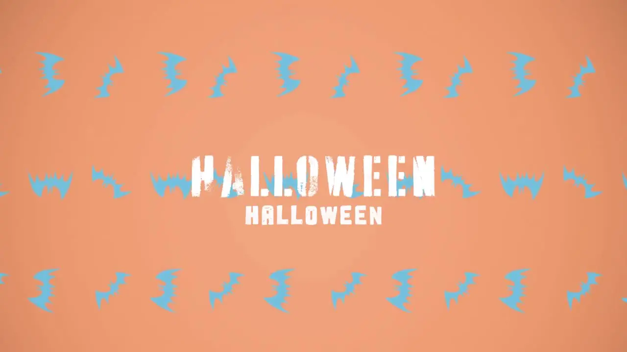 Animaiton of halloween greeting and bats floating on orange background