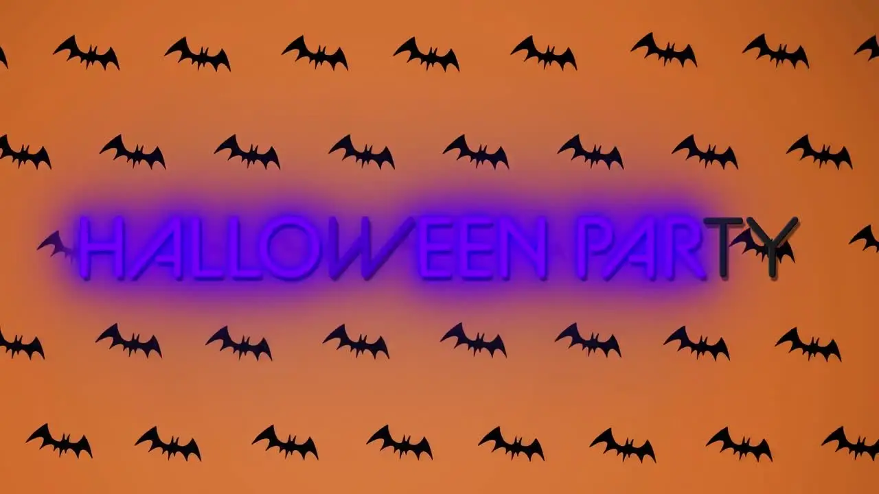 Animation of halloween greetings and bats on orange background