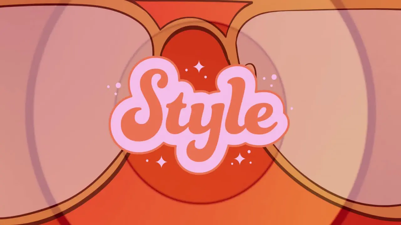 Animation of style text over sunglasses on orange background