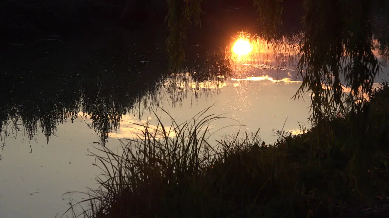 Italy Setting Sun Reflected In Water