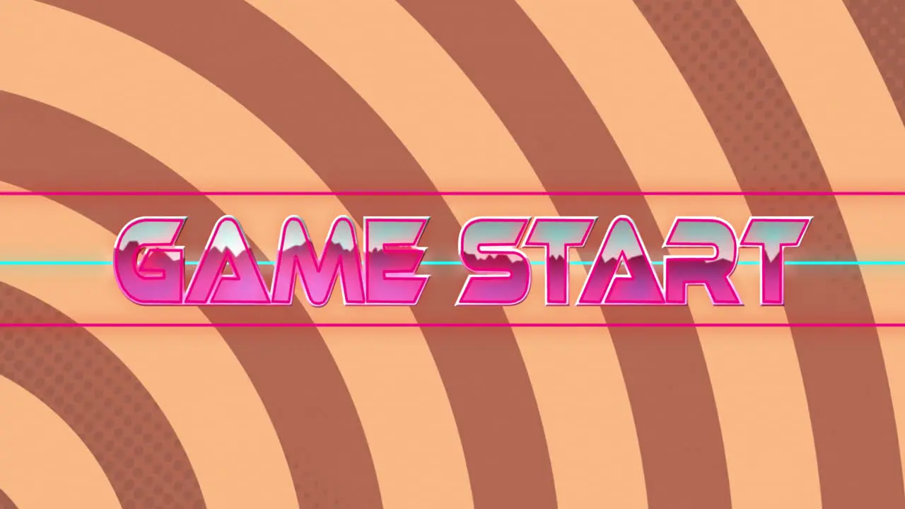 Animation of game start text over circles on orange background