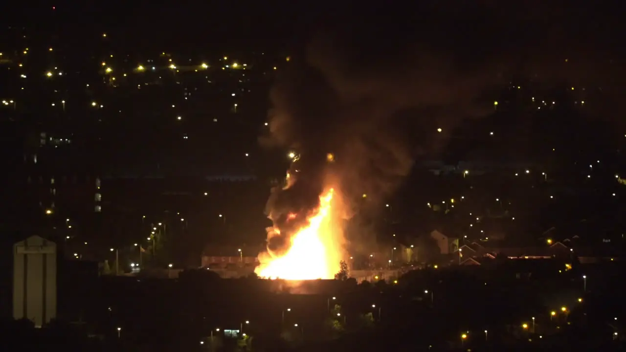 Northern Ireland Belfast Giant Bonfire In West Belfast On Eleventh Night Zoom In