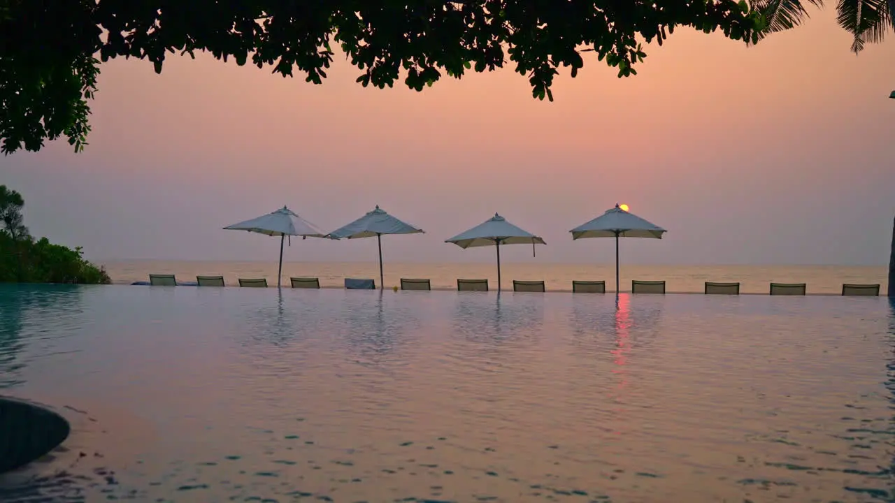 chair pool around swimming pool with twilight sky background