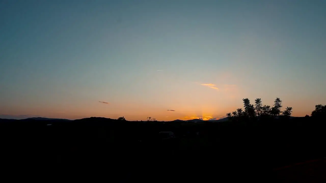 Dusk Sunset Sky With Mountain Silhouette In Village Near Valencia Spain