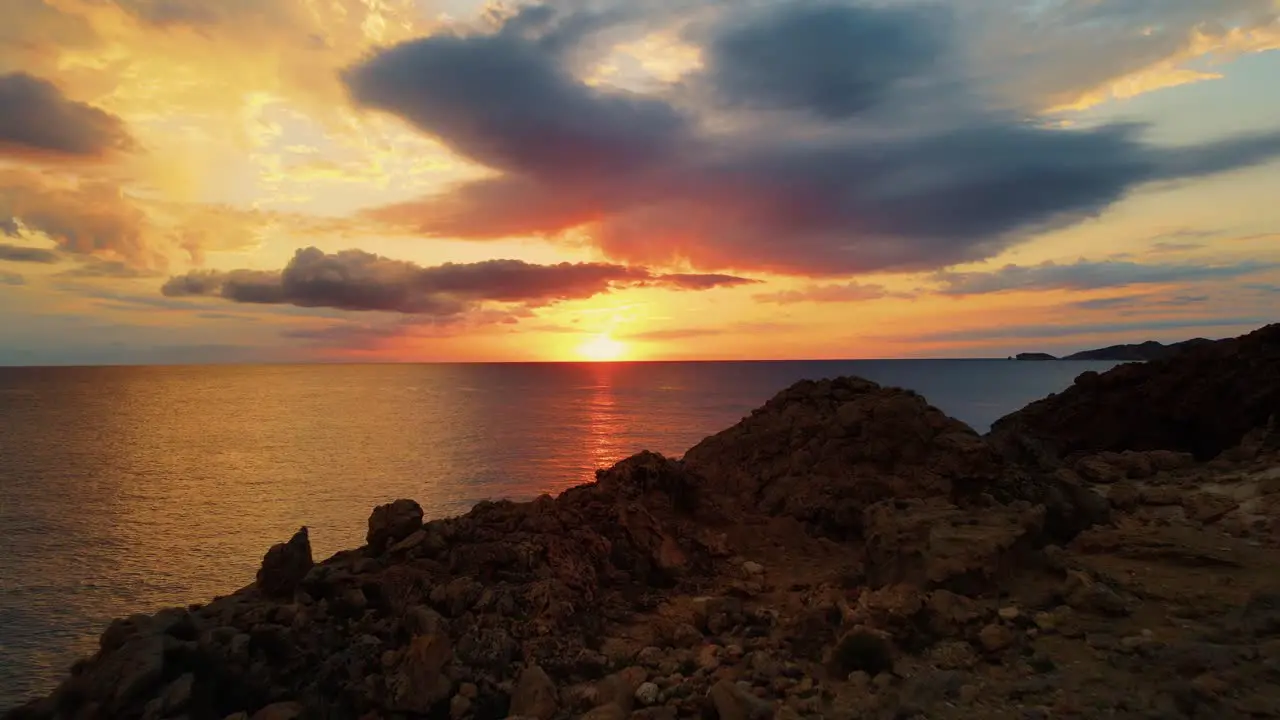 Drone flight over beautiful Akiin Beach at dusk Tulum Mexico