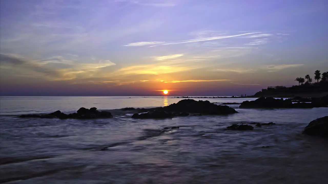 Sunset time lapse at a rocky beach