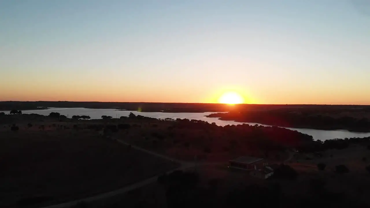 Amazing view of sunset from mountain in Alentejo