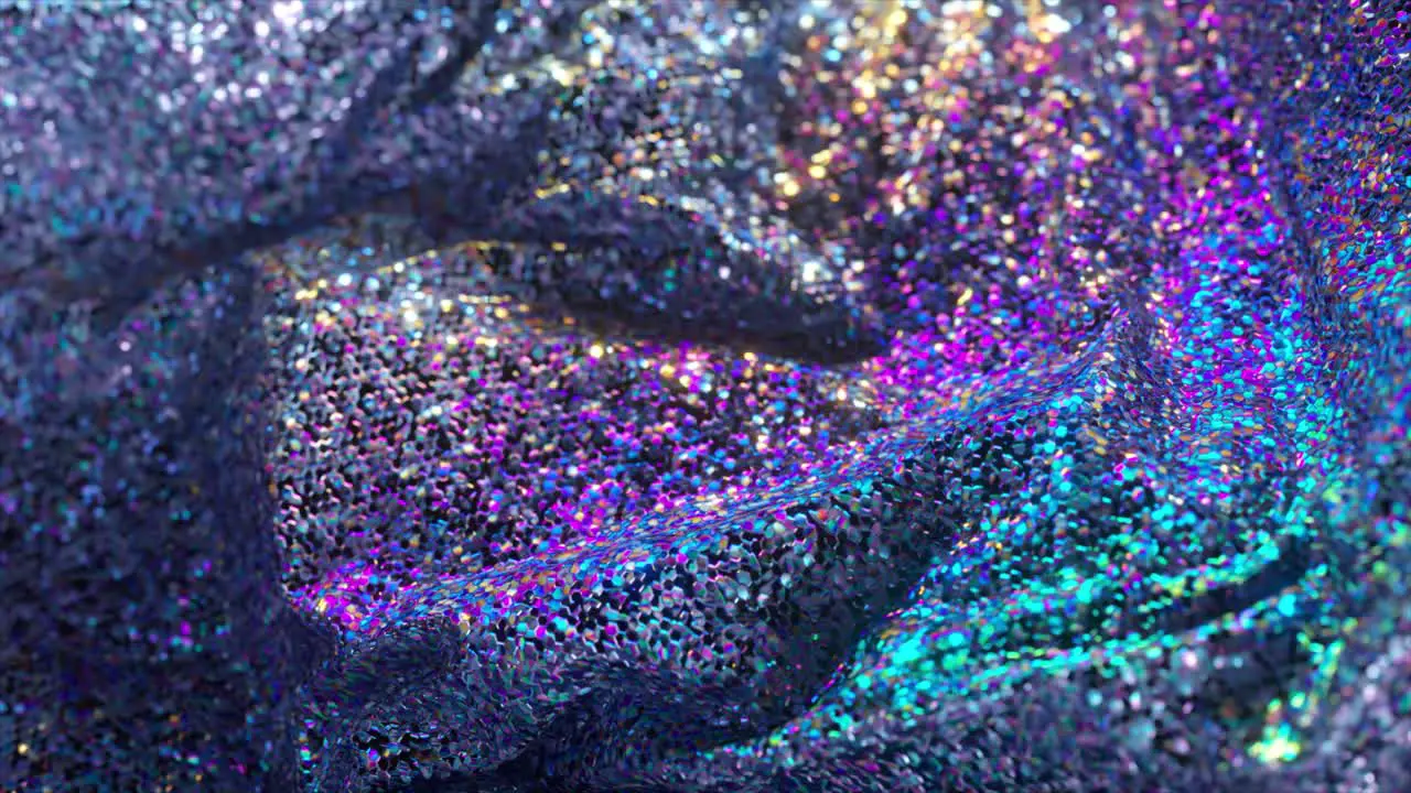 A Sea of Sequins Creates a Mesmerizing Texture of Sparkling Blues and Purples 3D Animation