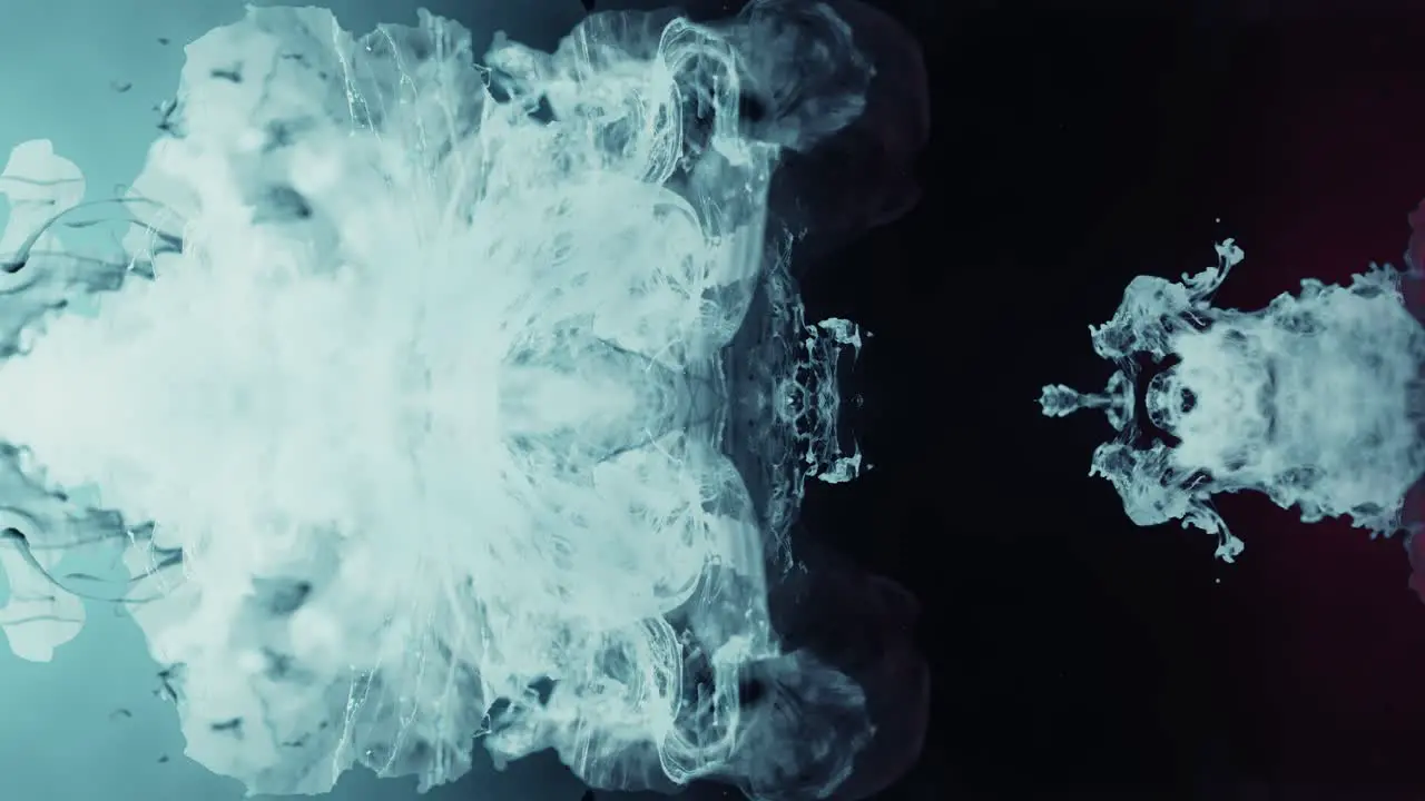 Vertical View Of White Ink Bursting Into Water With A Black Backdrop