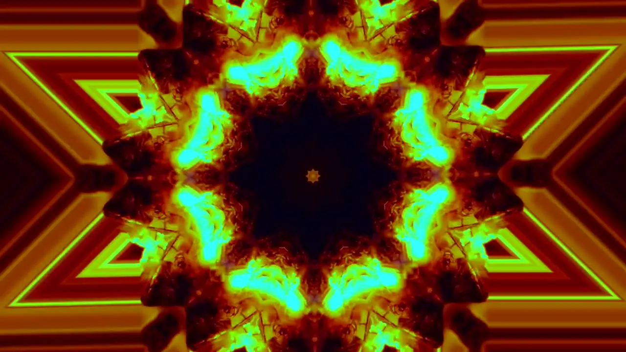 Kaleidoscope art fire flames changing shapes