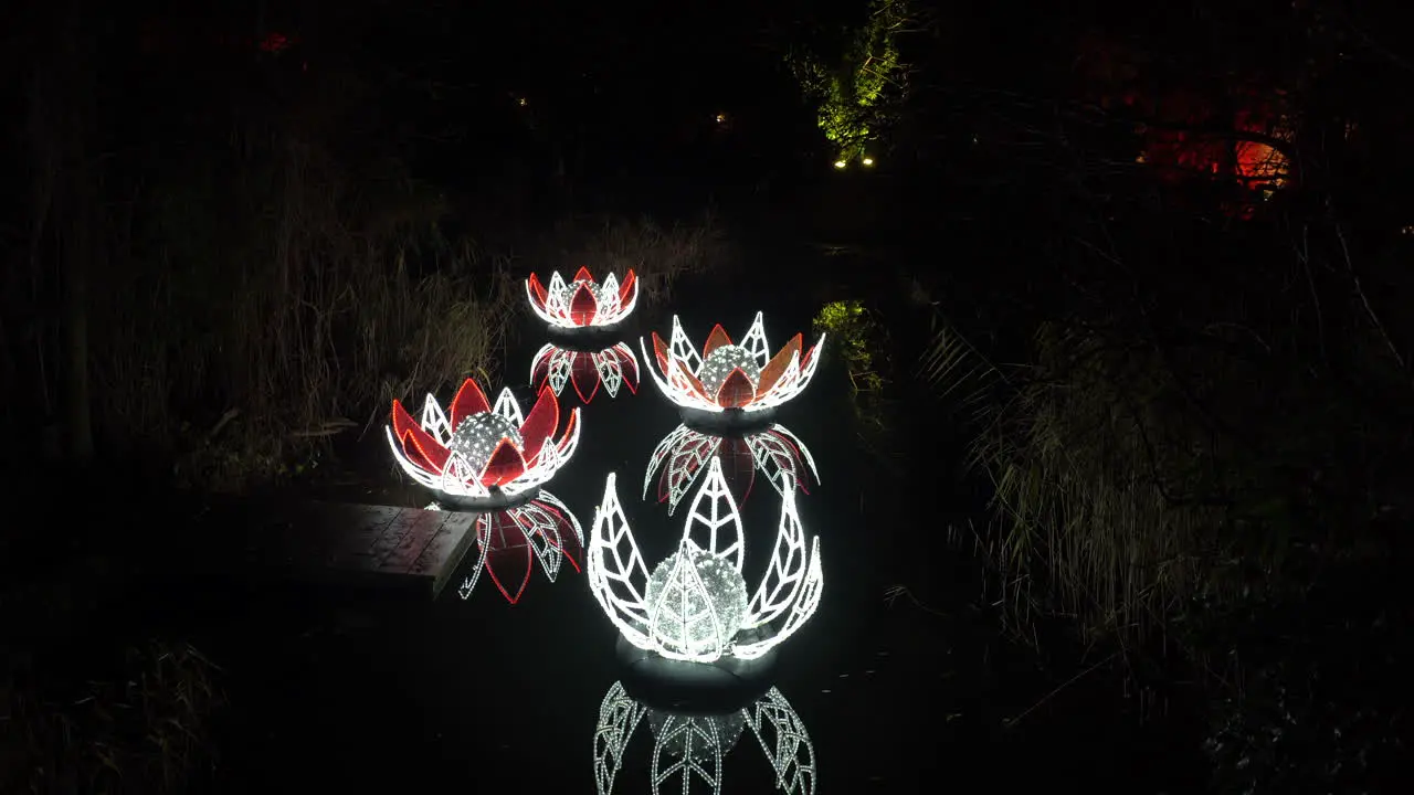 Giant LED water liliy plants in a lake