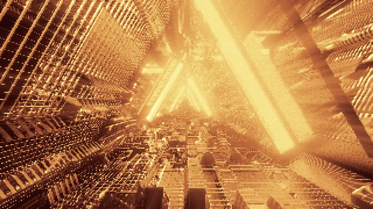 Computerized motion graphics of immersing into the golden path of enlightenment VFX background VJ loops animation