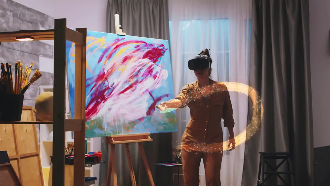 Artistit painting in virtual reality with a brush