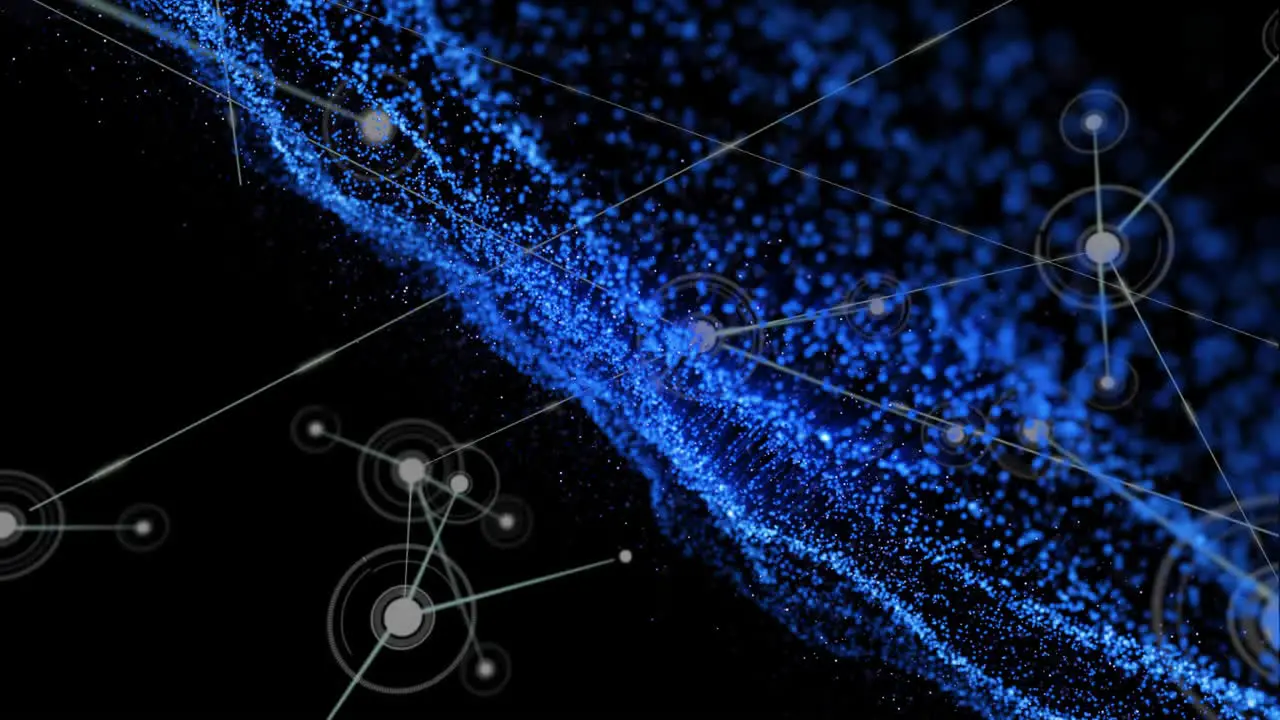 Animation of blue spots and network of connections on black background